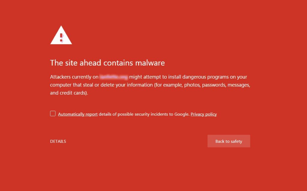 malware warning hacked